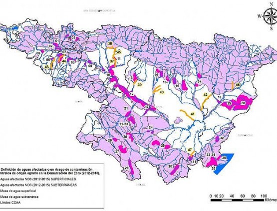 Mapa nitratos cuenca del Ebro