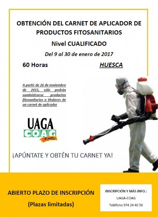 Cartel curso carnet fitosanitarios Huesca