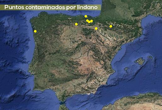 Mapa de lindano en España